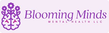 Blooming Minds Mental Health LLC logo design.